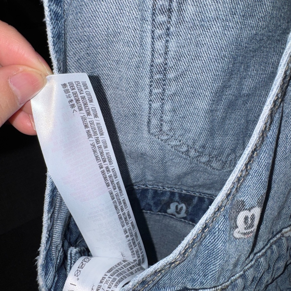 Disney Light Blue Denim Overall Dress with Mickey Print - Picture 4 of 5